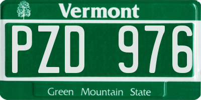 VT license plate PZD976