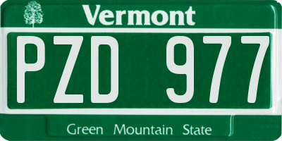 VT license plate PZD977