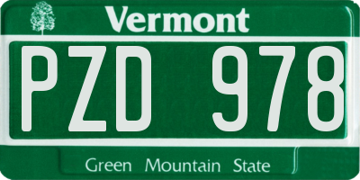 VT license plate PZD978