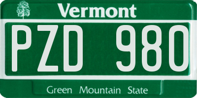 VT license plate PZD980