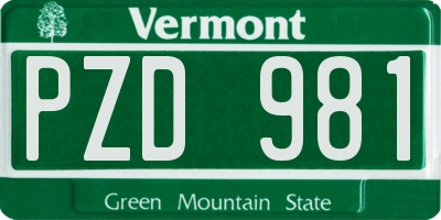 VT license plate PZD981