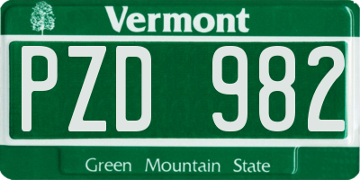VT license plate PZD982
