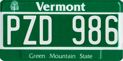VT license plate PZD986