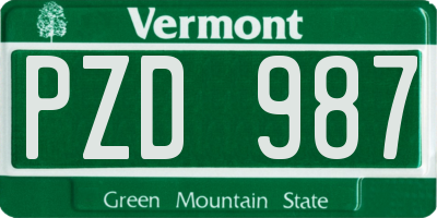 VT license plate PZD987