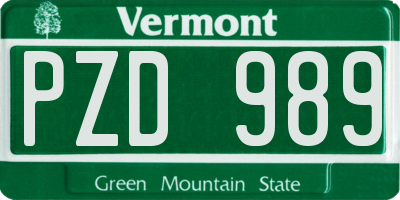 VT license plate PZD989