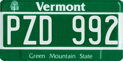 VT license plate PZD992