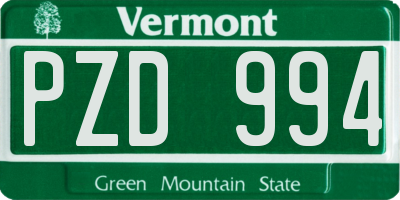 VT license plate PZD994