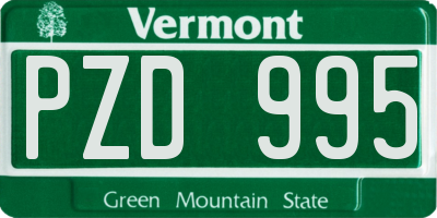 VT license plate PZD995
