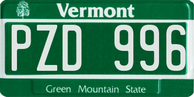 VT license plate PZD996