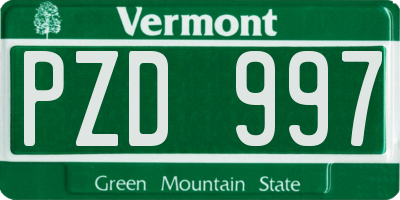 VT license plate PZD997