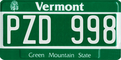 VT license plate PZD998