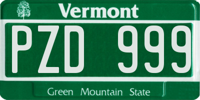 VT license plate PZD999