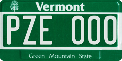 VT license plate PZE000