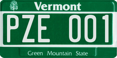 VT license plate PZE001