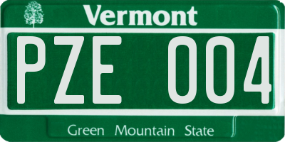 VT license plate PZE004