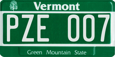 VT license plate PZE007