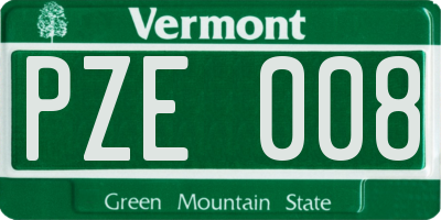 VT license plate PZE008