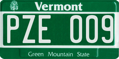 VT license plate PZE009