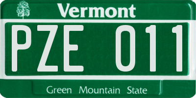 VT license plate PZE011
