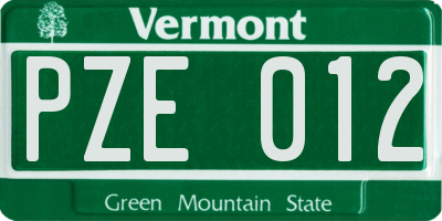 VT license plate PZE012
