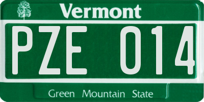 VT license plate PZE014