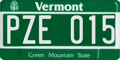 VT license plate PZE015