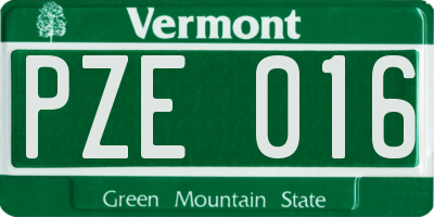 VT license plate PZE016