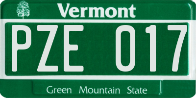 VT license plate PZE017