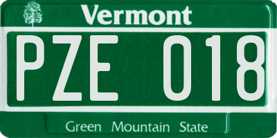VT license plate PZE018