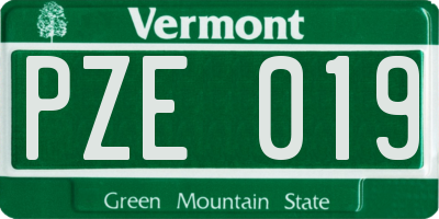 VT license plate PZE019