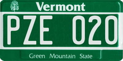 VT license plate PZE020