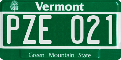 VT license plate PZE021