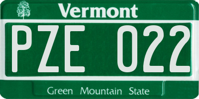 VT license plate PZE022
