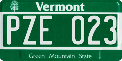 VT license plate PZE023