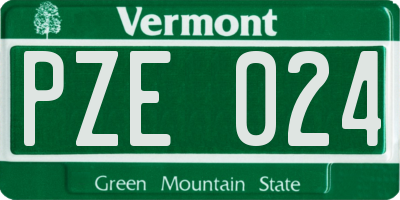 VT license plate PZE024