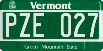 VT license plate PZE027