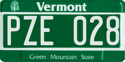 VT license plate PZE028