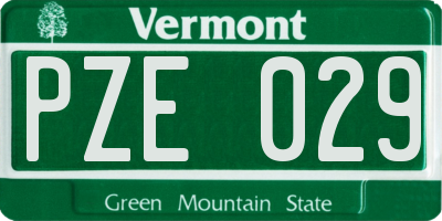 VT license plate PZE029