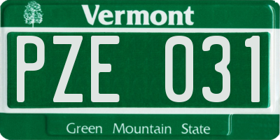 VT license plate PZE031