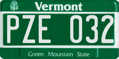 VT license plate PZE032