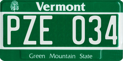 VT license plate PZE034