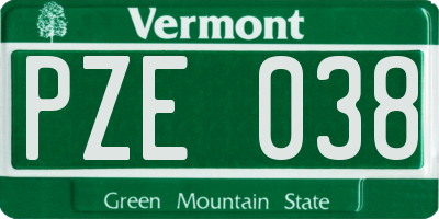 VT license plate PZE038