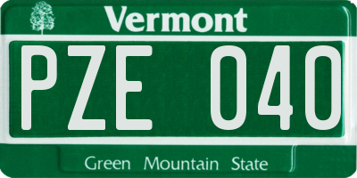 VT license plate PZE040