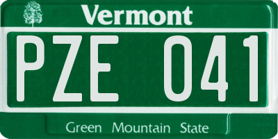VT license plate PZE041