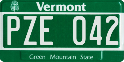 VT license plate PZE042