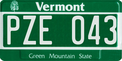 VT license plate PZE043