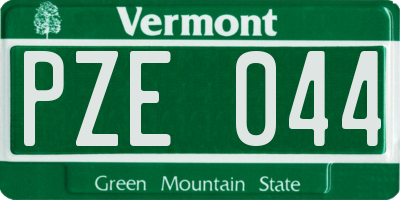 VT license plate PZE044