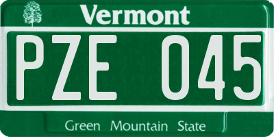 VT license plate PZE045