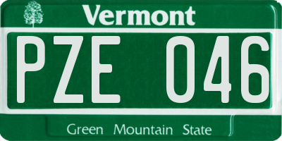 VT license plate PZE046