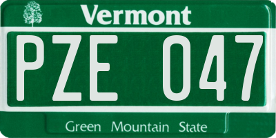 VT license plate PZE047